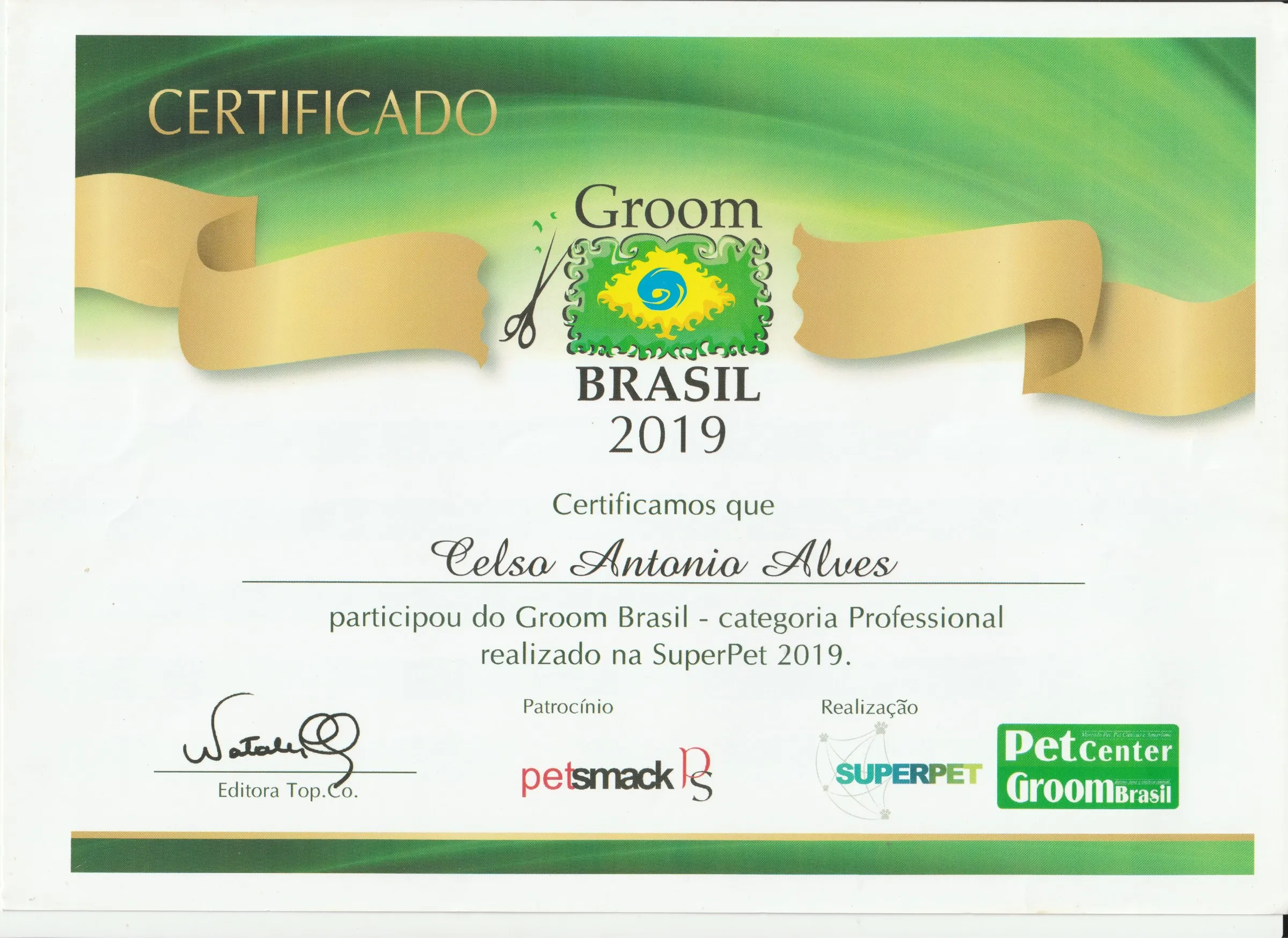 Certificado Groom Brasil - categoria Professional